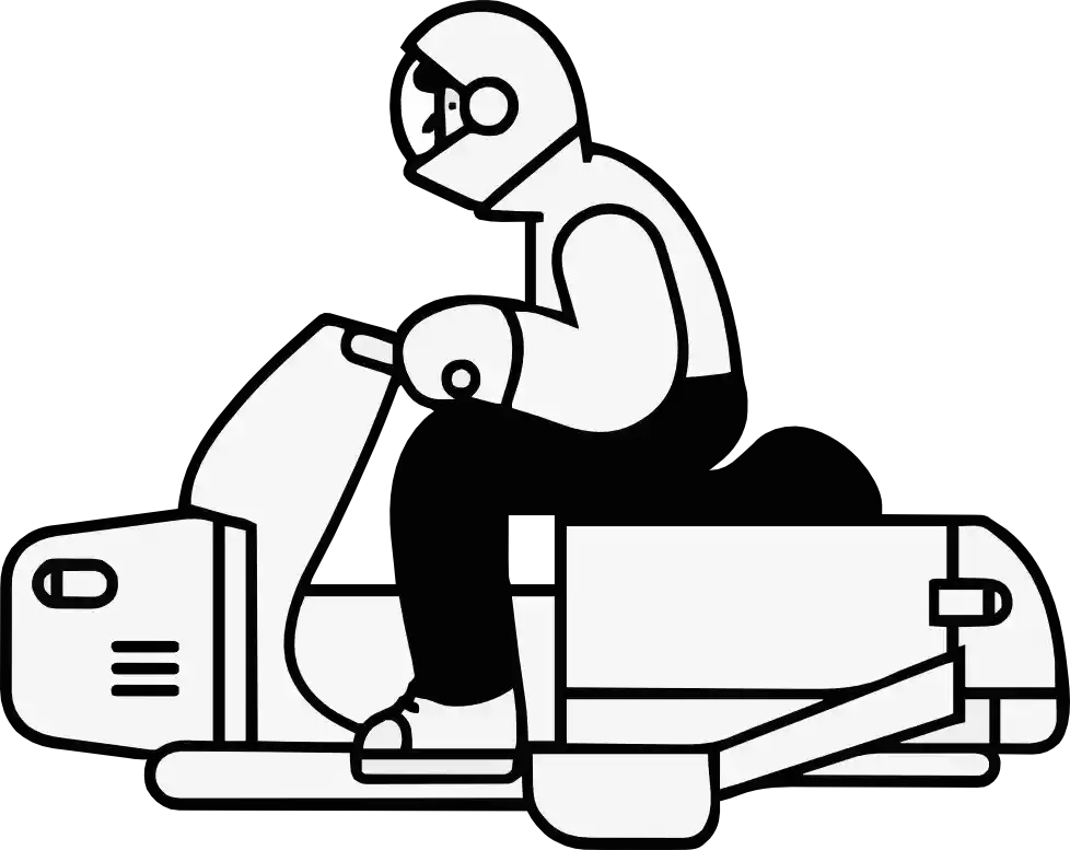 An illustration of a rider on a scooter making a delivery
